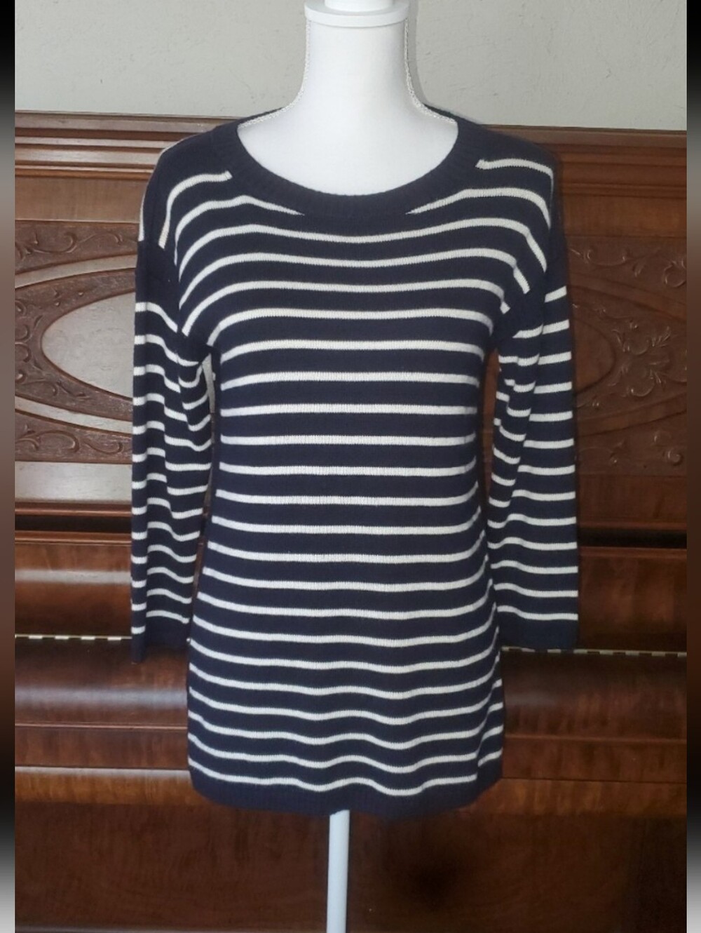 Talbots Sweater Talbots Stripe Sweater Talbots Navy Sweater Small Talbot Top New - Picture 12 of 12